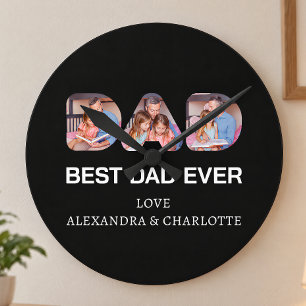 Beste Vader Ooit Foto Collage Cadeau Ronde Klok