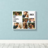 Beste Vader Ooit Foto Collage en Aangepaste Tekst Canvas Afdruk (Insitu (Houten vloer))