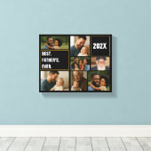 Beste Vader Ooit Foto Collage en Aangepaste Tekst Canvas Afdruk (Insitu (Houten vloer))