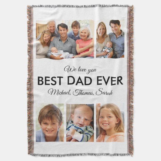 Beste vader ooit Foto Collage Fathers Day Deken (Voorkant Verticaal)