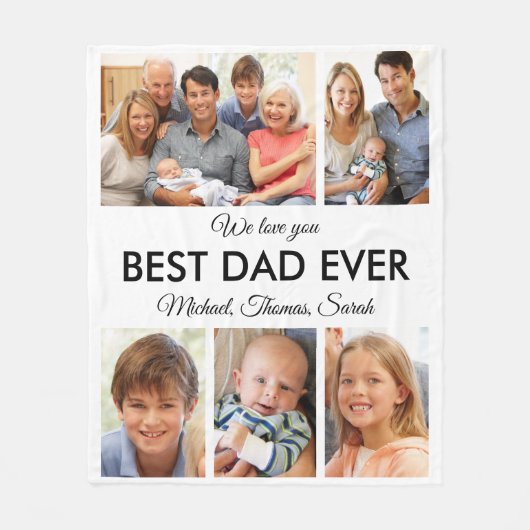 Beste vader ooit Foto Collage Fathers Day Fleece Deken (Voorkant)