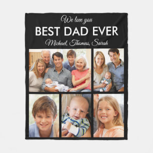 Beste vader ooit Foto Collage Fathers Day Fleece Deken