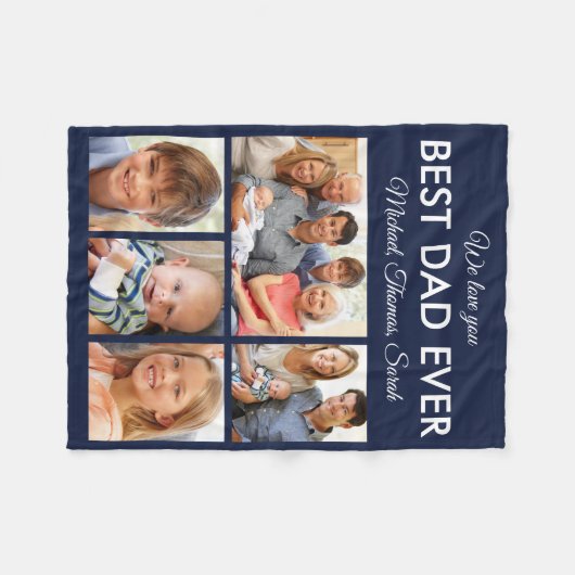 Beste vader ooit Foto Collage Fathers Day Fleece Deken (Voorkant (Horizontaal))