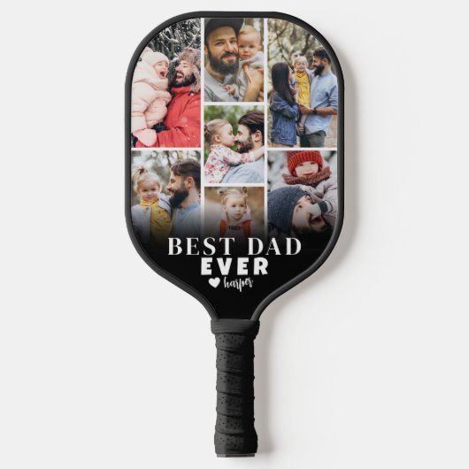 Beste vader ooit Foto Collage Fathers Day Pickleball Paddle (Voorkant)