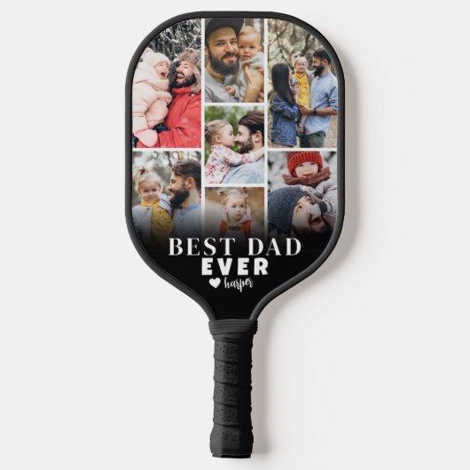 Beste vader ooit Foto Collage Fathers Day Pickleball Paddle (Achterkant)