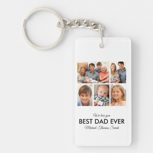 Beste vader ooit Foto Collage Fathers Day Sleutelhanger (Voorkant)