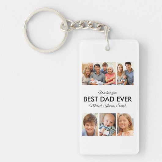 Beste vader ooit Foto Collage Fathers Day Sleutelhanger (Voorkant)