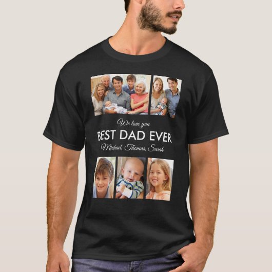 Beste vader ooit Foto Collage Fathers Day T-shirt (Voorkant)