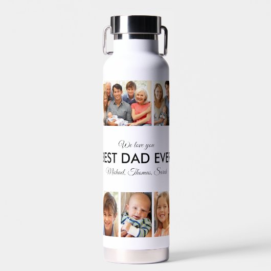 Beste vader ooit Foto Collage Fathers Day Waterfles (Voorkant)