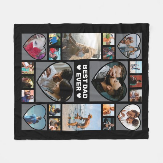 Beste vader ooit Foto Collage Fleece B (Voorkant (Horizontaal))