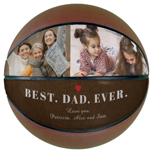 Beste vader ooit foto collage naam gepersonaliseer basketbal (Voorkant)