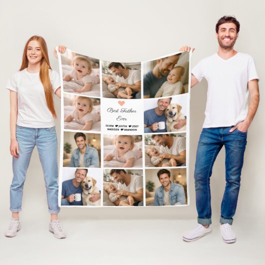 Beste Vader Ooit Foto Collage | Persoonlijk Fleece Deken (In situ)