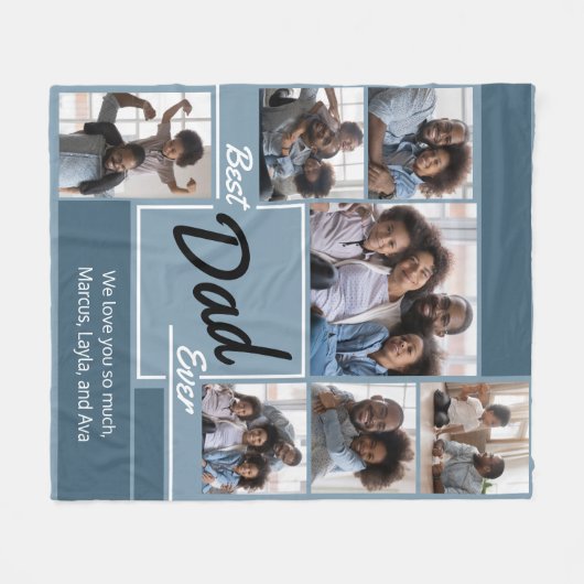 Beste vader ooit Foto Collage vaderdag Fleece Deken (Voorkant (Horizontaal))