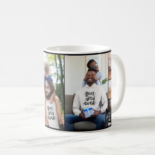 Beste vader ooit Foto Collage Vaderdag GIft Trav Koffiemok (Voorkant rechts)