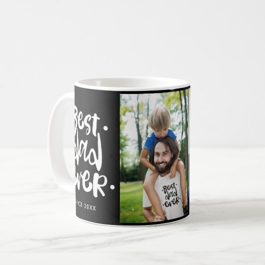 Beste vader ooit Foto Collage Vaderdag GIft Trav Koffiemok (Voorkant links)