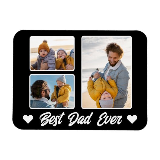 Beste vader ooit foto collage vaders dag cadeau magneet (Horizontaal)
