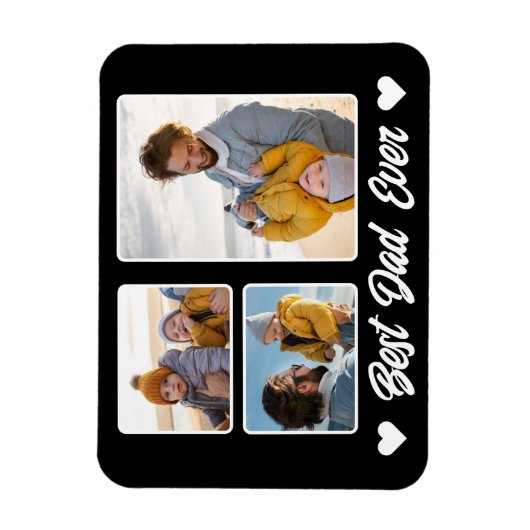 Beste vader ooit foto collage vaders dag cadeau magneet (Verticaal)