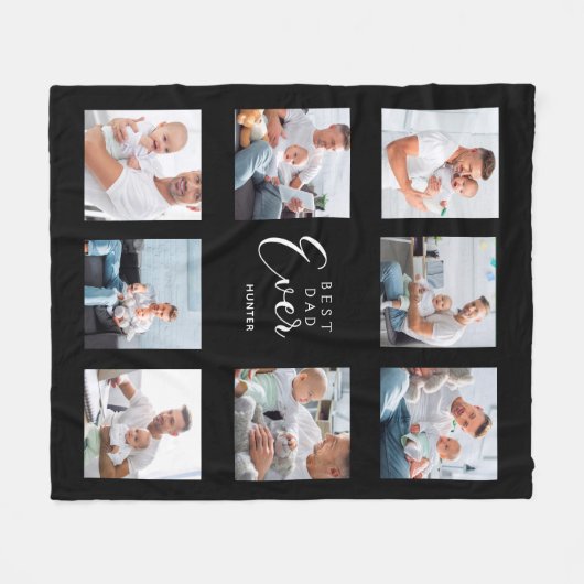 Beste vader ooit foto collage zwarte blanke vader fleece deken (Voorkant (Horizontaal))