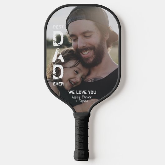 Beste vader ooit Foto Cool Modern Vaderdag Pickleball Paddle (Achterkant)