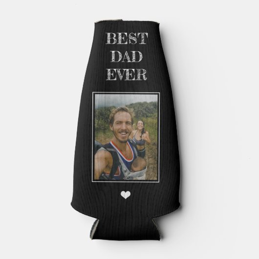 Beste vader ooit foto en tekst gepersonaliseerd zw flesjeskoeler (Voorkant)