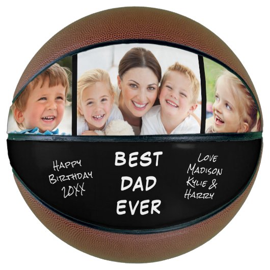 Beste vader ooit Foto gepersonaliseerd zwart Basketbal (Voorkant)