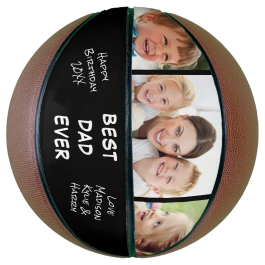 Beste vader ooit Foto gepersonaliseerd zwart Basketbal (Verticaal)
