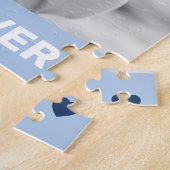 Beste vader ooit foto harten blauwe vaders dag legpuzzel (Zijkant)