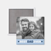 Beste vader ooit foto harten blauwe vaders dag magneet (Voorkant / Achterkant)