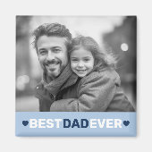 Beste vader ooit foto harten blauwe vaders dag magneet (Voorkant)