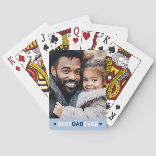 Beste vader ooit foto harten blauwe vaders dag pokerkaarten (Achterkant)