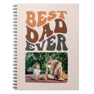 Beste vader ooit foto met Groovy Retro Typografie Notitieboek