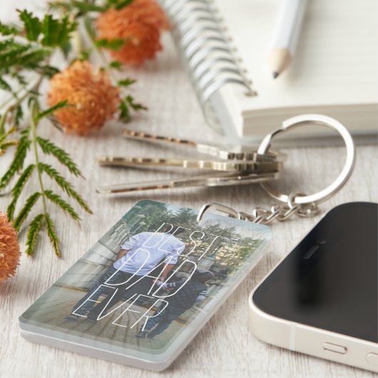 Beste vader ooit Foto Modern Sleutelhanger (Voorkant Rechts)