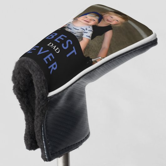 Beste vader ooit foto Putter blauw en zwart Golfheadcover (3/4 voorkant)