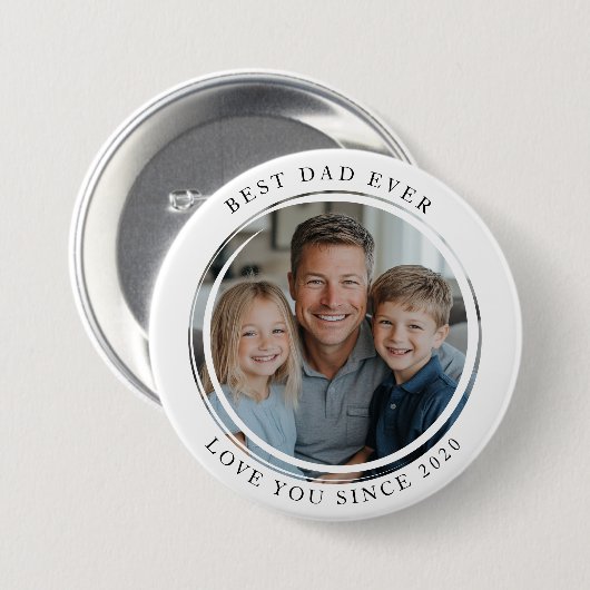Beste vader ooit foto ronde button 7,6 cm (Voorkant /achterkant)