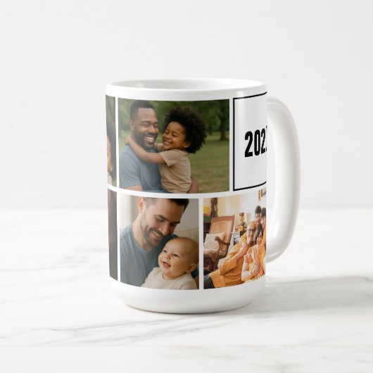 Beste vader ooit fotocollage en aangepaste tekst koffiemok (Voorkant rechts)