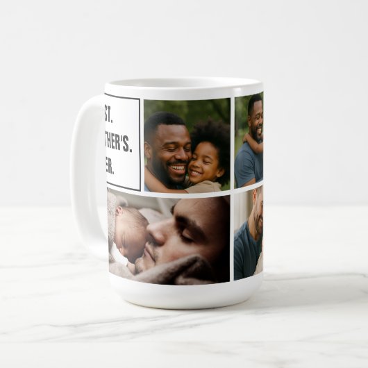 Beste vader ooit fotocollage en aangepaste tekst koffiemok (Voorkant links)