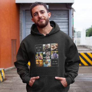 Beste vader ooit fotocollage en donkergrijze tekst hoodie