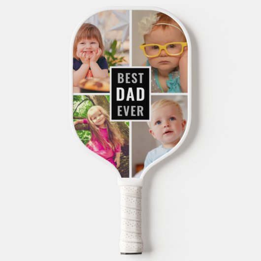 Beste vader ooit fotocollage uit de 4-reeks pickleball paddle (Voorkant)