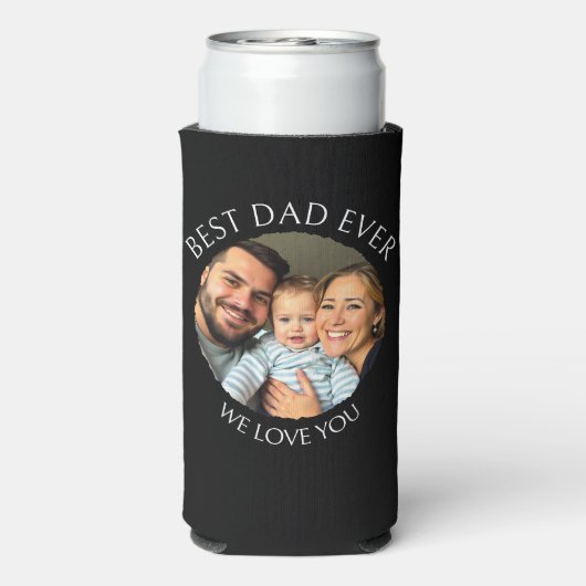 Beste vader ooit | Fotosjabloon gepersonaliseerd Seltzer Blikjeskoeler (Seltzer Achterkant)