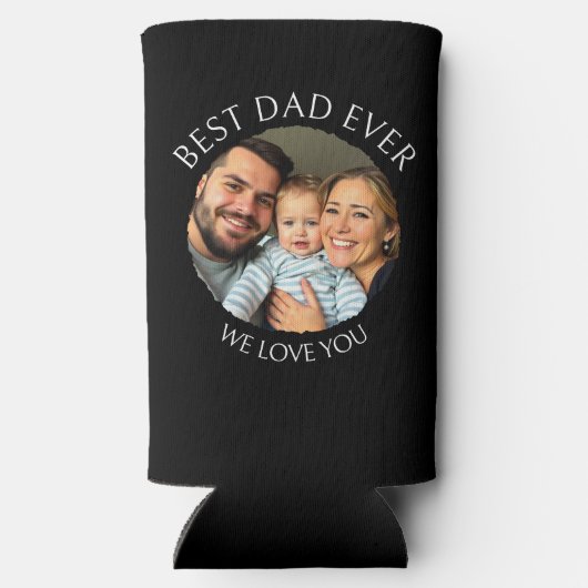Beste vader ooit | Fotosjabloon gepersonaliseerd Seltzer Blikjeskoeler (Achterkant)
