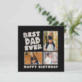 Beste vader ooit Funky 3 Foto Black Birthday Kaart (Staand voorkant)