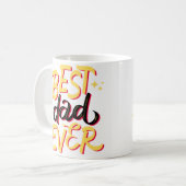 Beste vader ooit, gele geïllustreerde vaderdag koffiemok (Voorkant links)