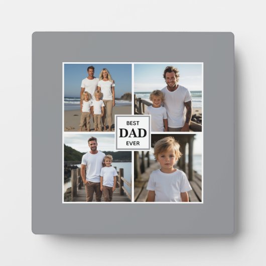 Beste vader ooit gepersonaliseerde 4 foto sjabloon fotoplaat (Voorkant)