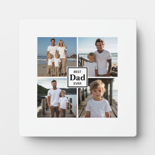 Beste vader ooit gepersonaliseerde 4 foto sjabloon fotoplaat (Voorkant)