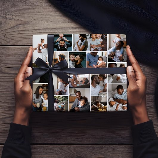 Beste vader ooit gepersonaliseerde familie fotocol inpakpapier vel