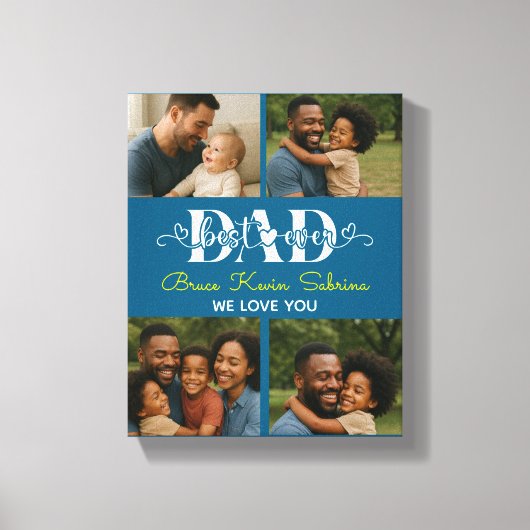 Beste Vader Ooit Gepersonaliseerde Foto Collage Canvas Afdruk (Voorkant)
