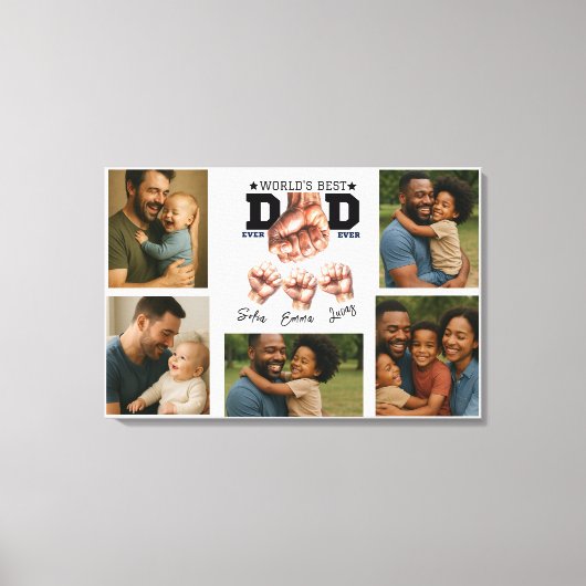 Beste vader ooit gepersonaliseerde foto collage canvas afdruk (Voorkant)
