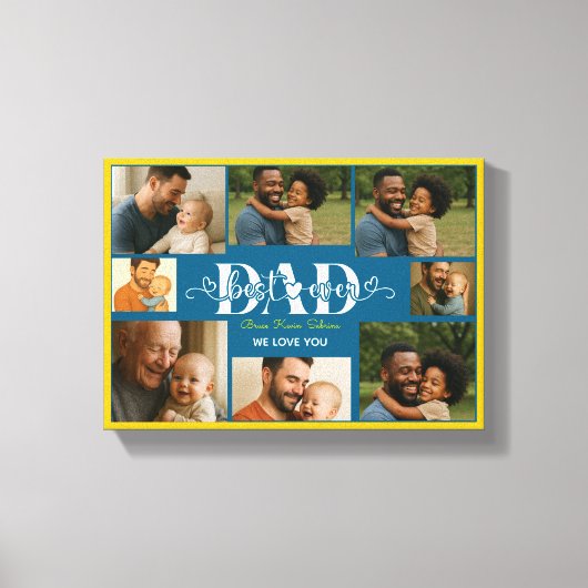 Beste vader ooit gepersonaliseerde fotocollage canvas afdruk (Voorkant)