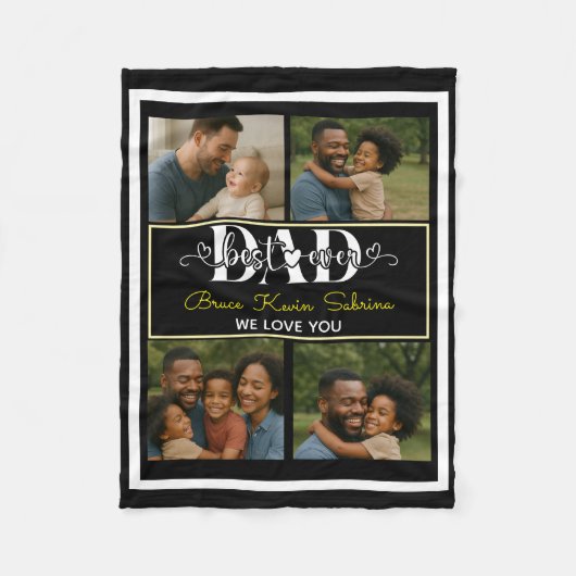 Beste vader ooit gepersonaliseerde fotocollage fleece deken (Voorkant)