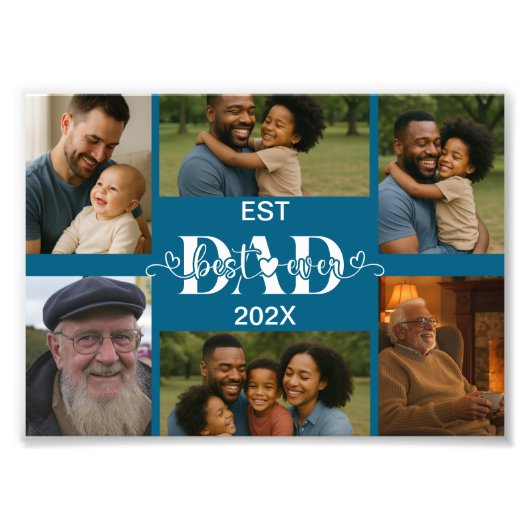 Beste Vader Ooit – Gepersonaliseerde Fotocollage  Foto Afdruk (Voorkant)